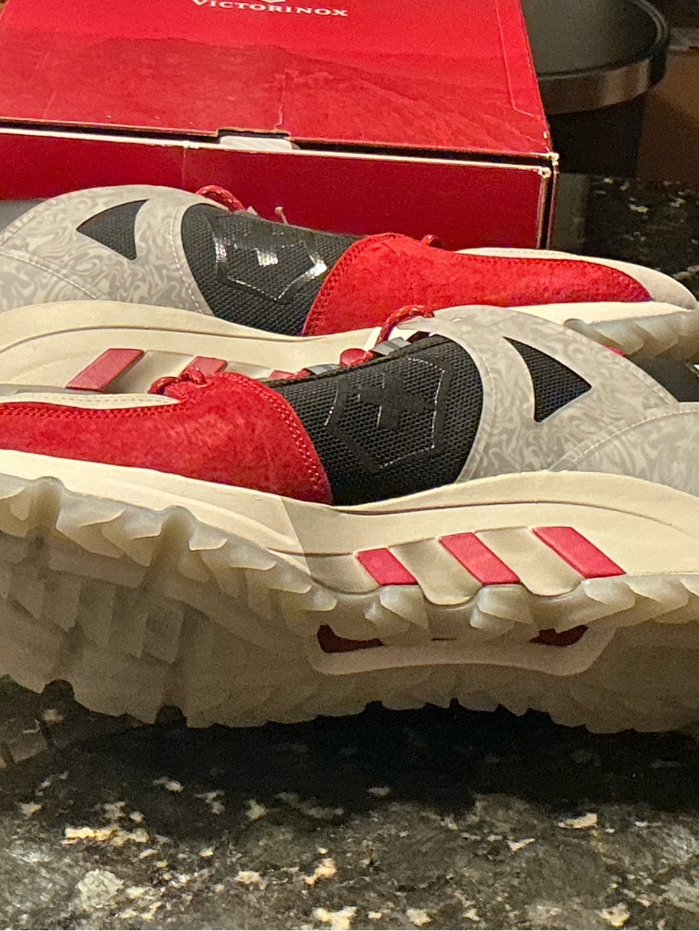 adidas Red and Black Trail Runner Sneakers with Cream Accents - Picture 6 of 12